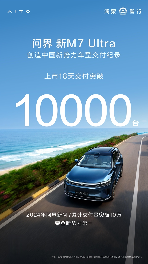 2024年最畅销新势力SUV！问界新M7Ultra上市18天交付超万台(问界m5什么时候上市)