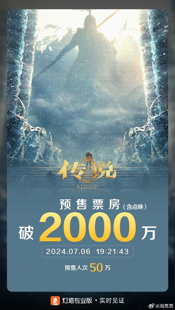 成龙、娜扎主演！《神话》续集电影《传说》预售票房破2000万元(成龙电影神话什么时候拍的)